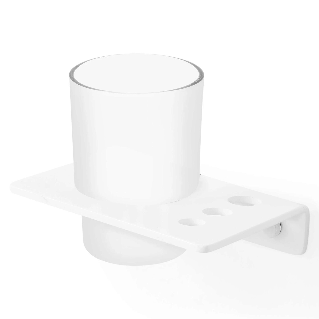 Suport periute si pasta de dinti Vicini, 12.5x9x9.6 cm, inox/sticla, alb mat - imagine 5